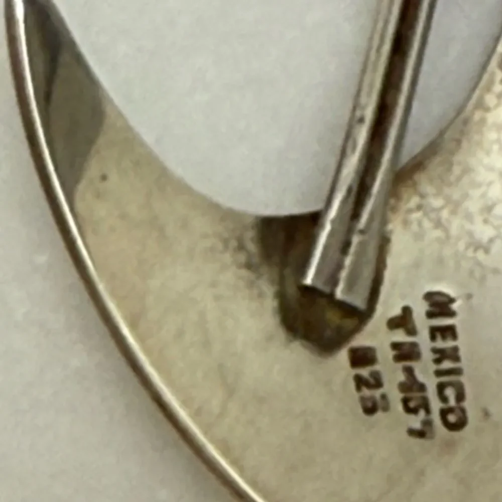 Vintage Taxco Mexican Sterling Silver Modernist Cresent Brooch TM-157 925 Large